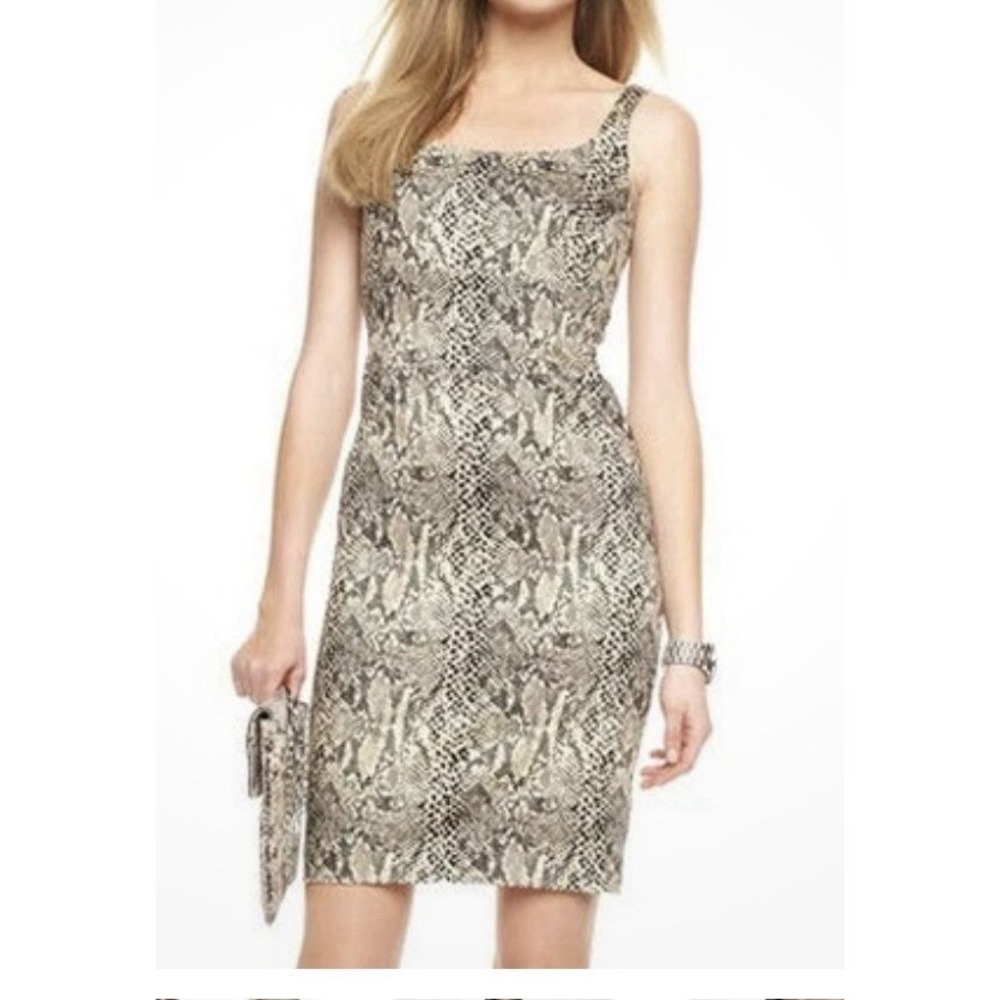 Michael Kors Seamed Snake Print Stretch Cotton Sateen Sleeveless Dress Sz 12 #67